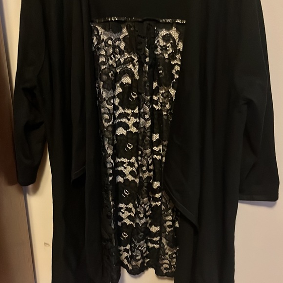 Lane Bryant Black lace open back cardigan - Picture 3 of 4